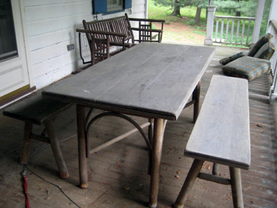 Old Hickory table and benches