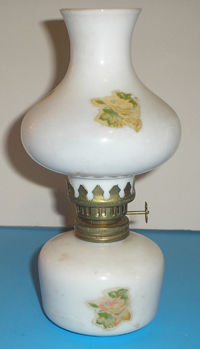 Milk Glass kerosene lamp made in Hong Kong