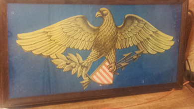 Framed artwork featuring a federal style-American eagle