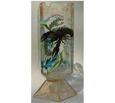 Crackle glass vase