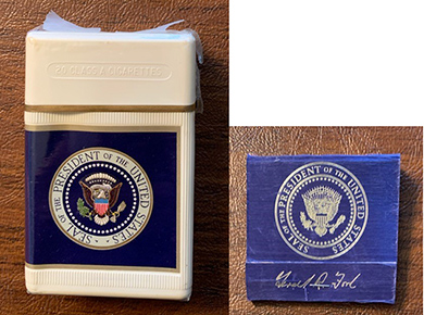 President Gerald Ford cigarette pack and matches